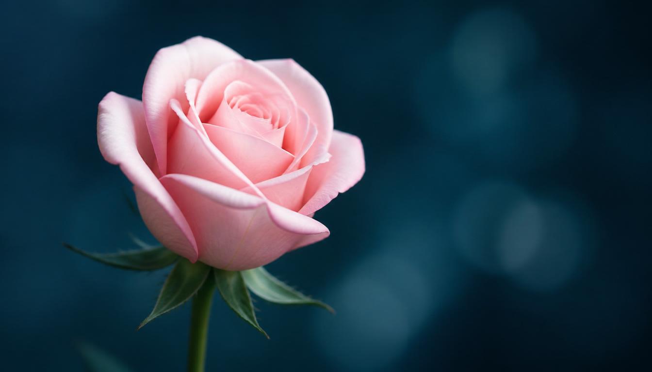 Zachte roze roos in gedempt licht, symbool voor liefdevol afscheid